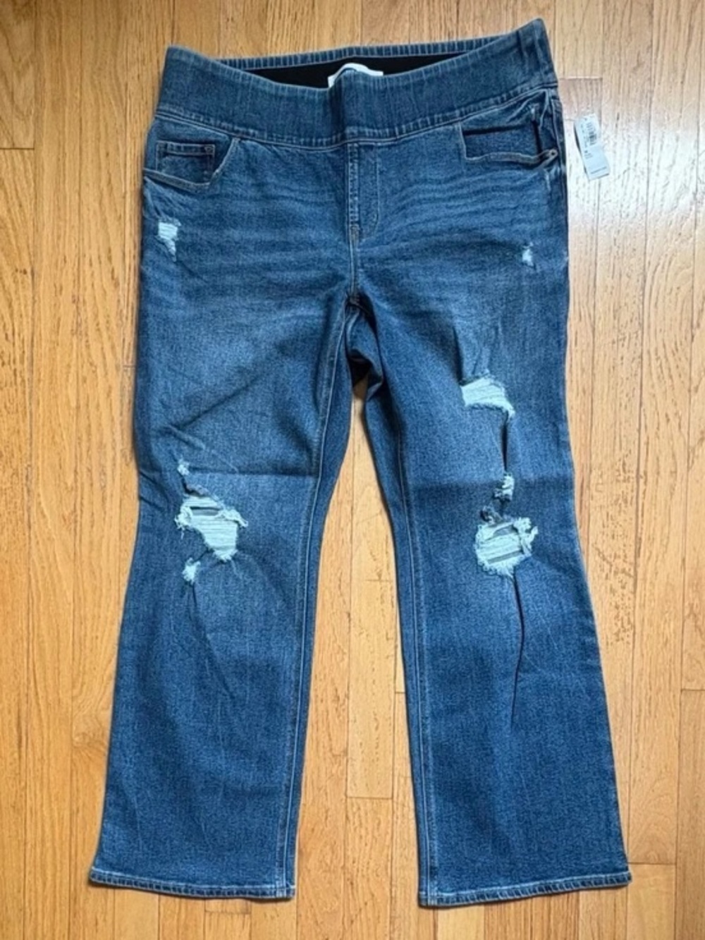 Old Navy Boot-Cut Jeans 18 Plus Short Dark Wash Distressed Stretch NWT